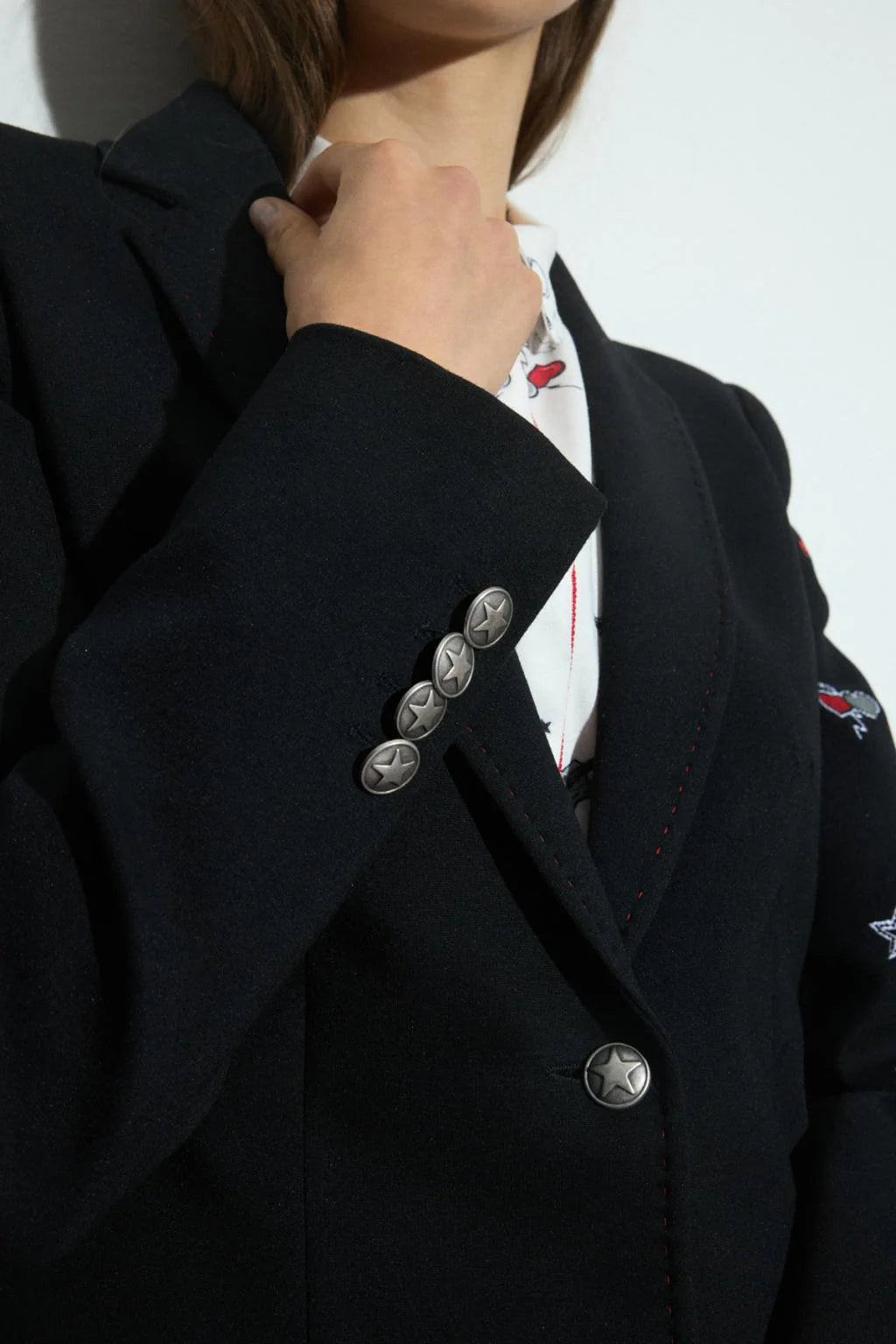 Bariloche | Blazer with Embroidery One Arm | Black