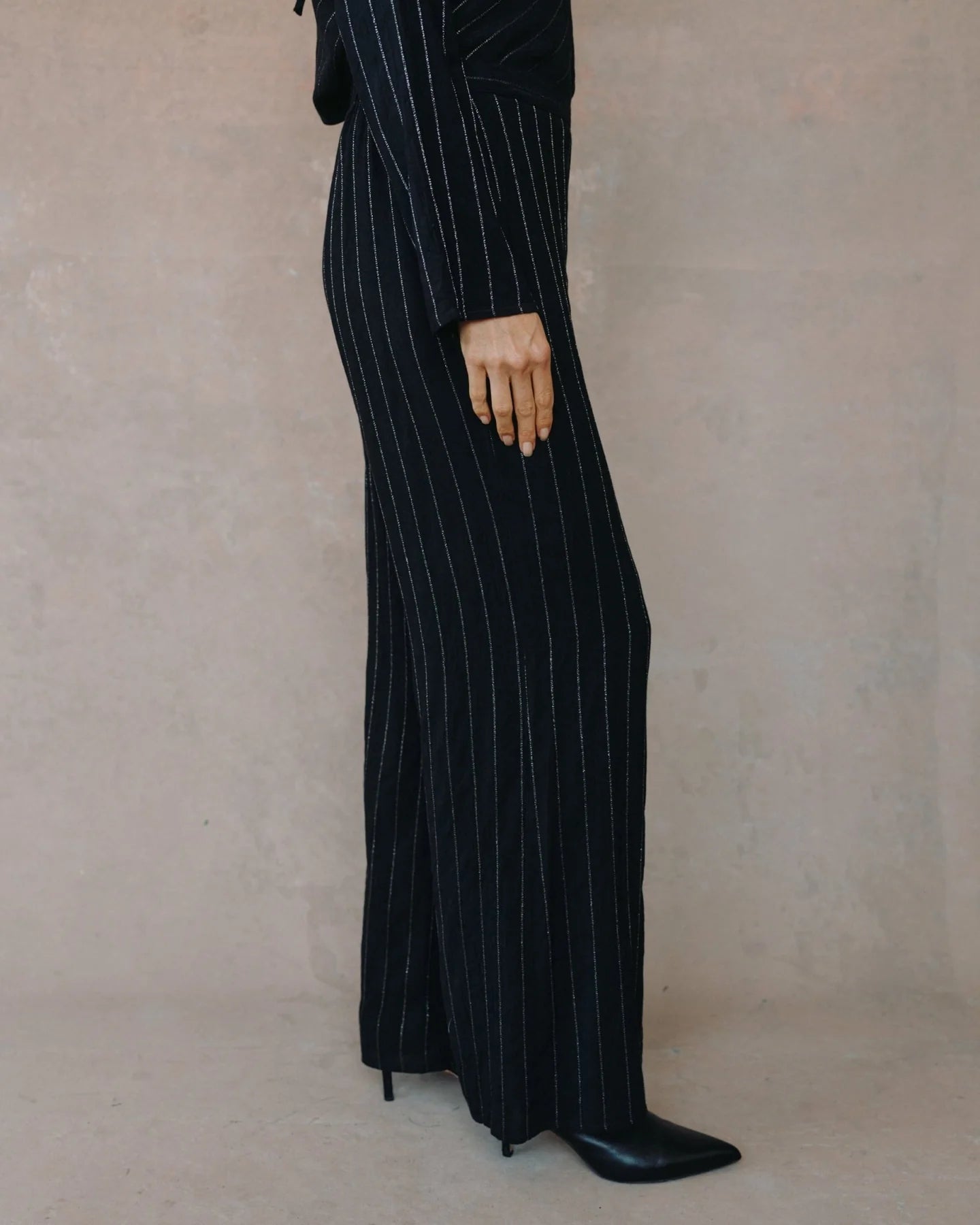 Bella Dahl | Lurex Stripe Wide Leg Pants | Black