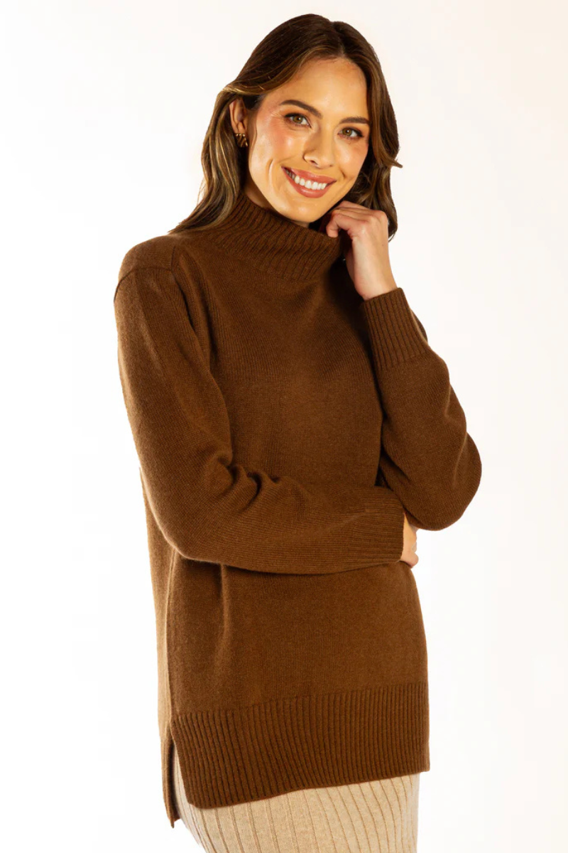 Bow & Arrow | Polo Neck Jumper | Chocolate