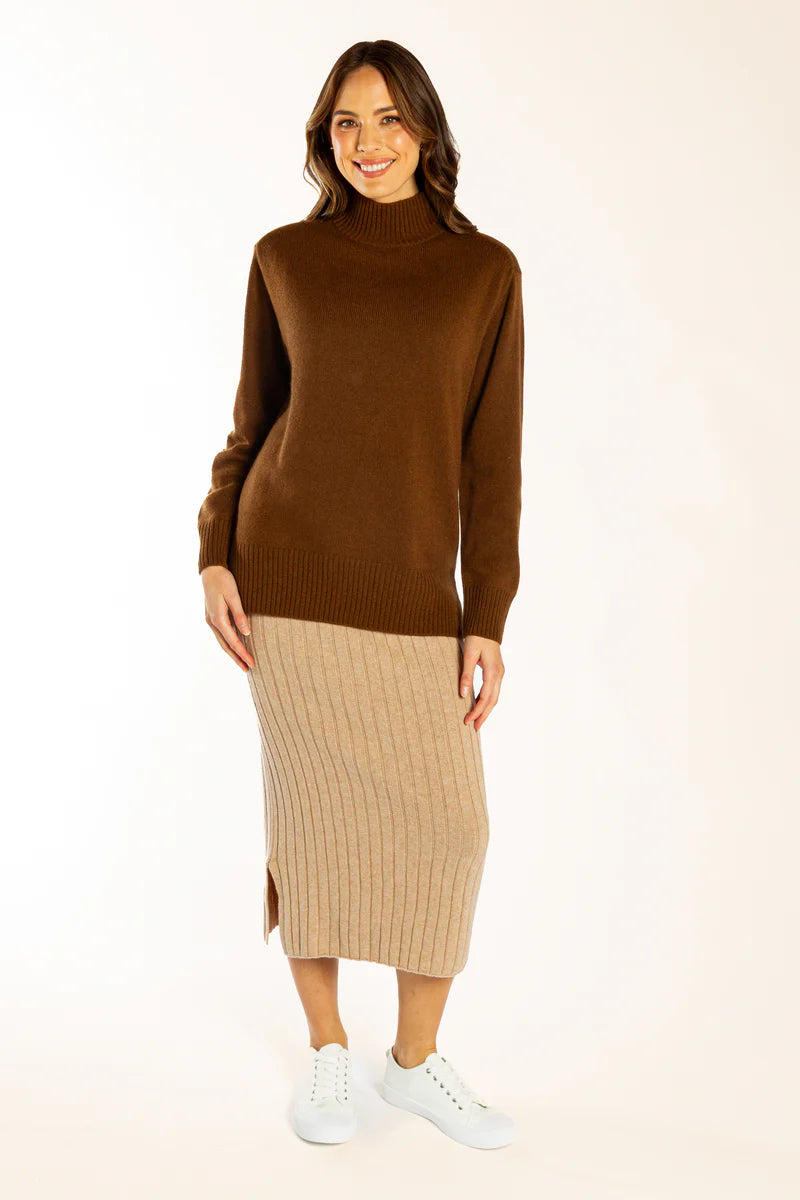 Bow & Arrow | Polo Neck Jumper | Chocolate