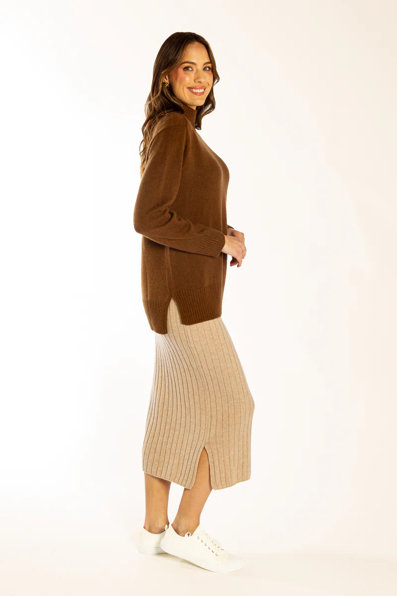 Bow & Arrow | Polo Neck Jumper | Chocolate