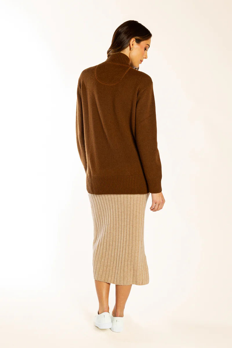Bow & Arrow | Polo Neck Jumper | Chocolate