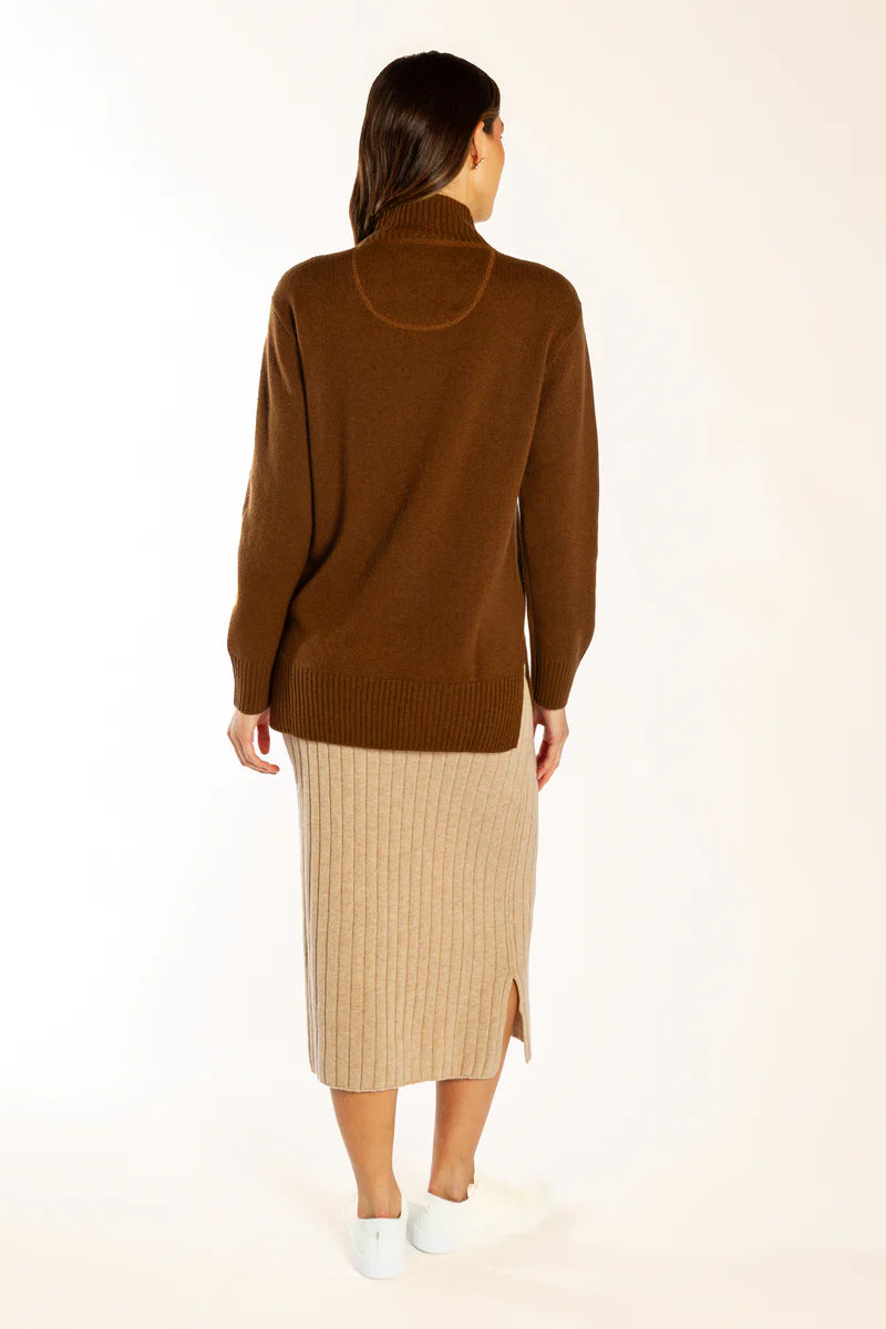 Bow & Arrow | Polo Neck Jumper | Chocolate