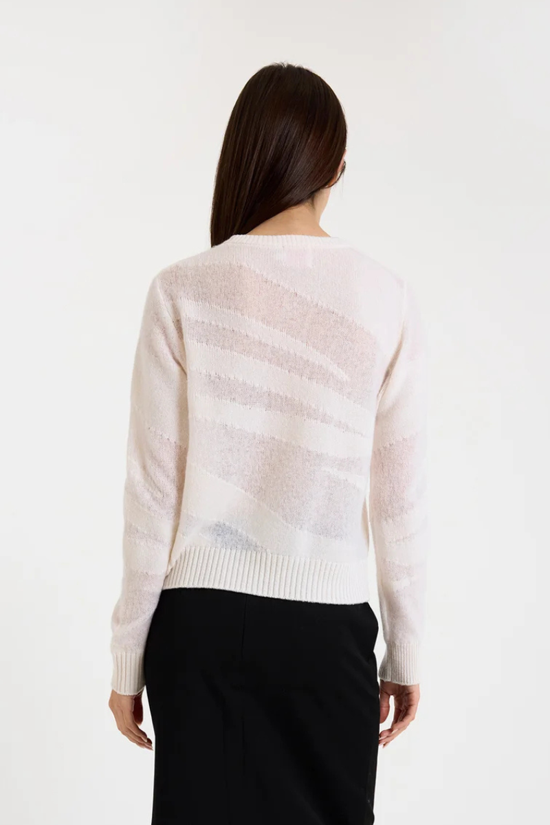 Brodie Knitwear | Mix Guage Zebra Crew | Organic White