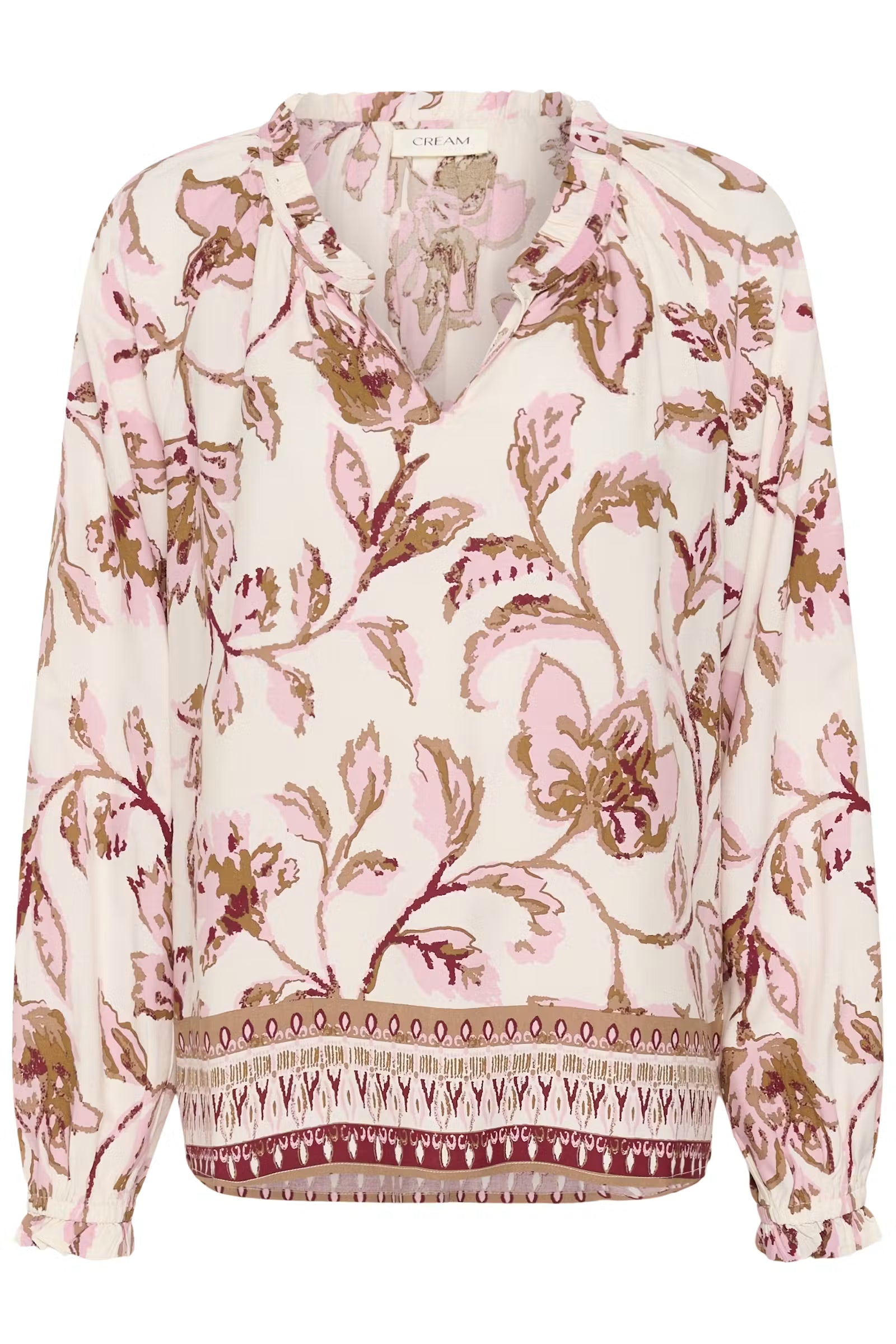 Cream | Crtiah Boho Blouse | Pink Flower