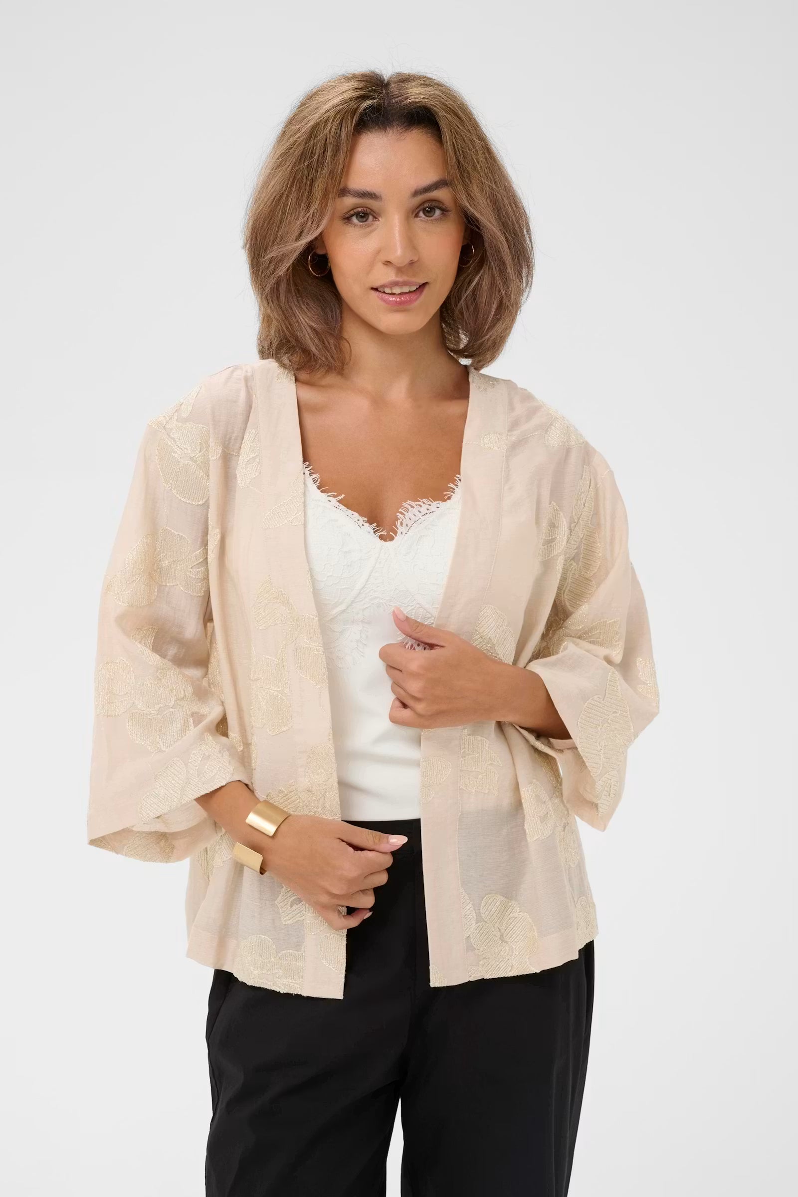 Cream | Emilia Short Kimono | Perfectly Pale Melange