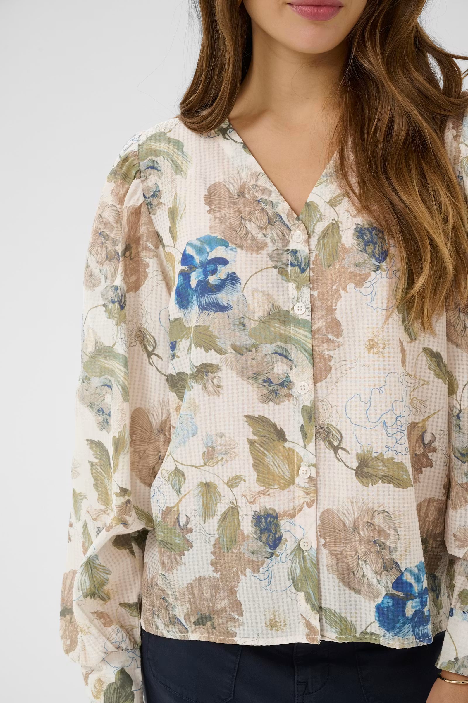 Cream | Lucia Blouse | Hailey Print with Blue