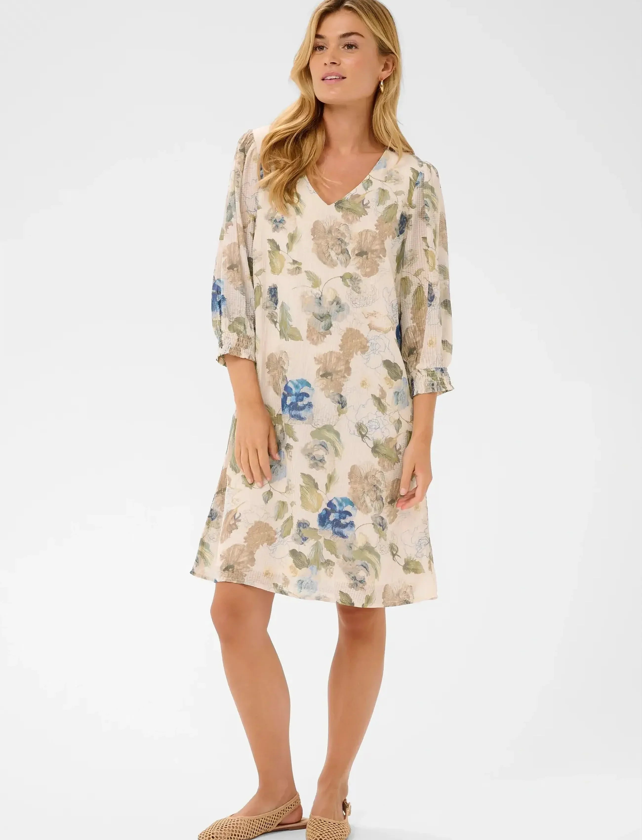 Cream | Lucia Short Dress | Hailey Print with Blue