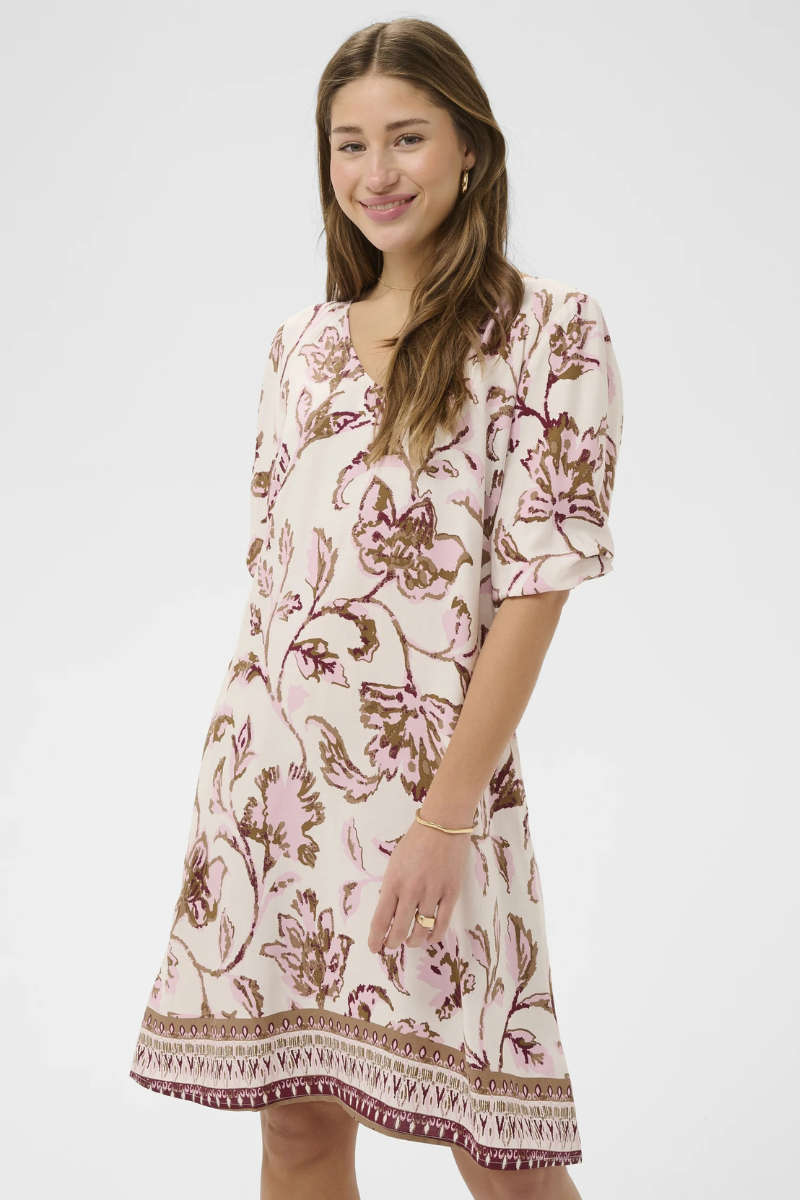 Cream | Tiah Dress | Pink Flower