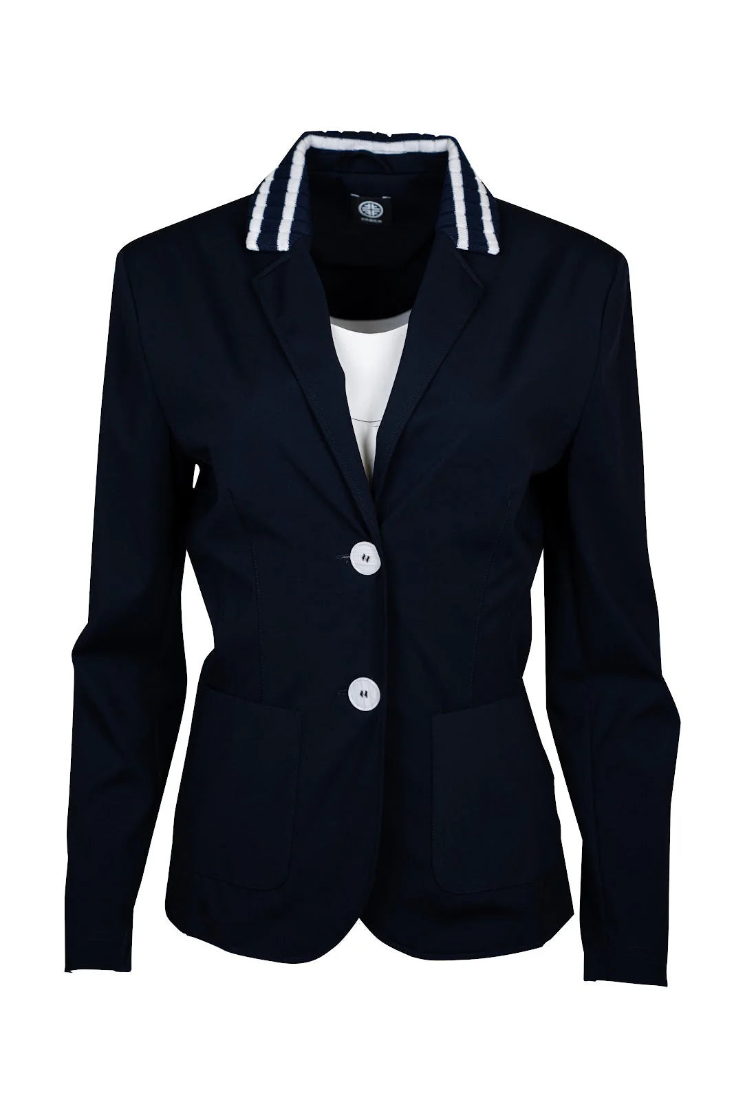 Faber | Jersey Blazer with Knitted Collar | Navy