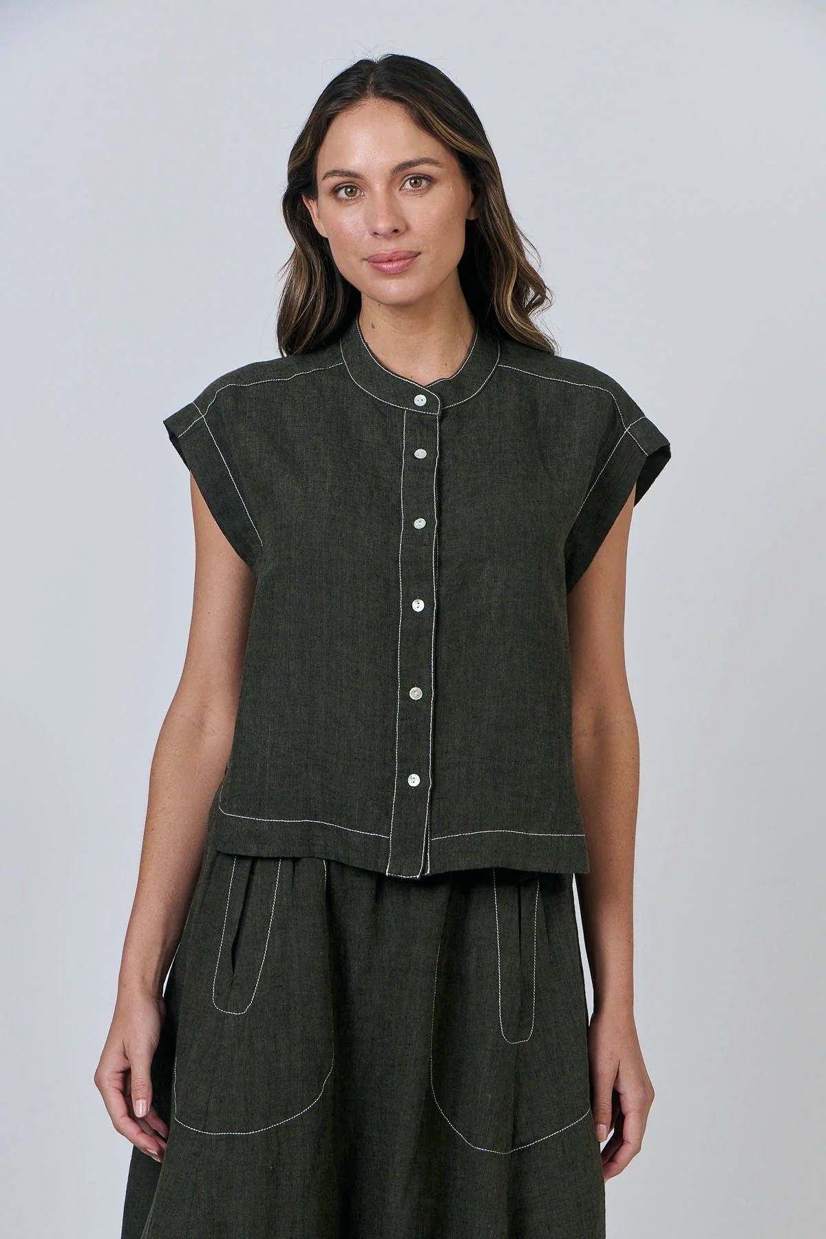 Naturals | Top with Curved Hemline | Licorice