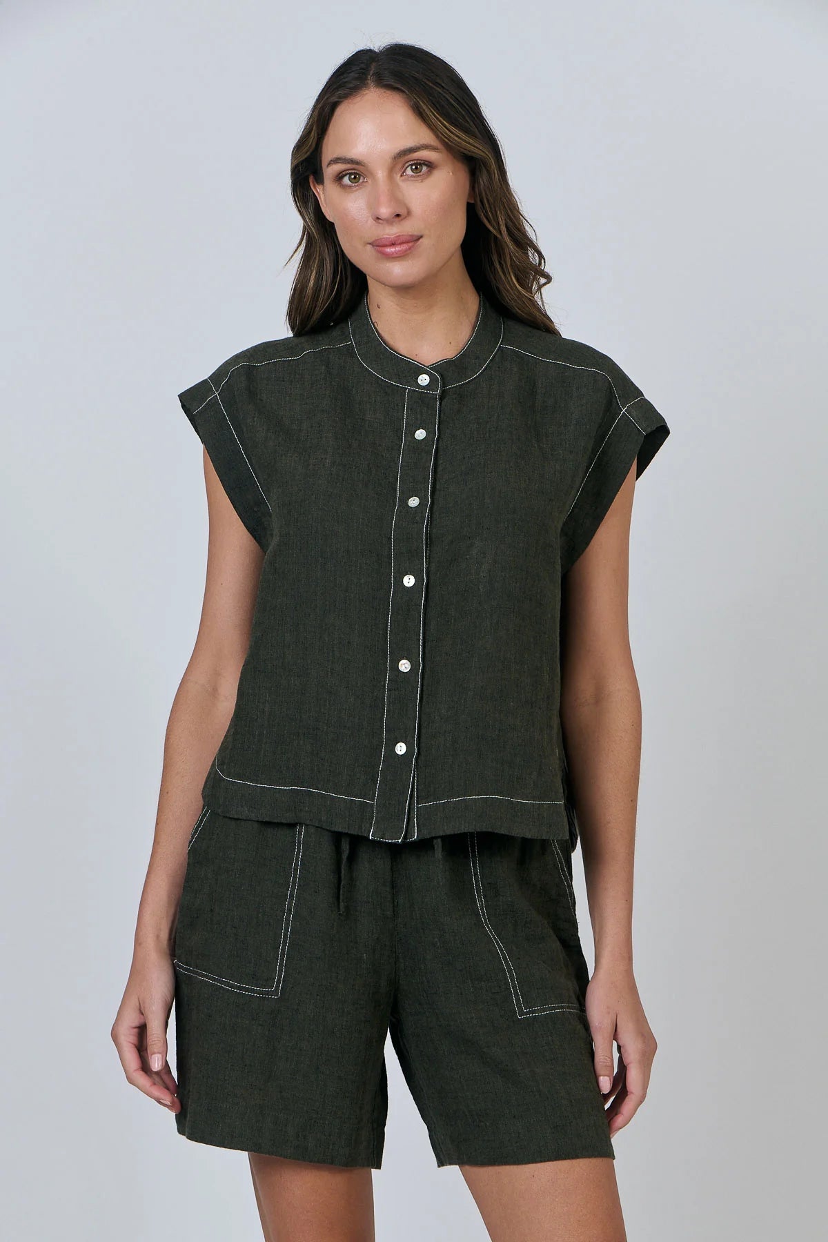 Naturals | Top with Curved Hemline | Licorice