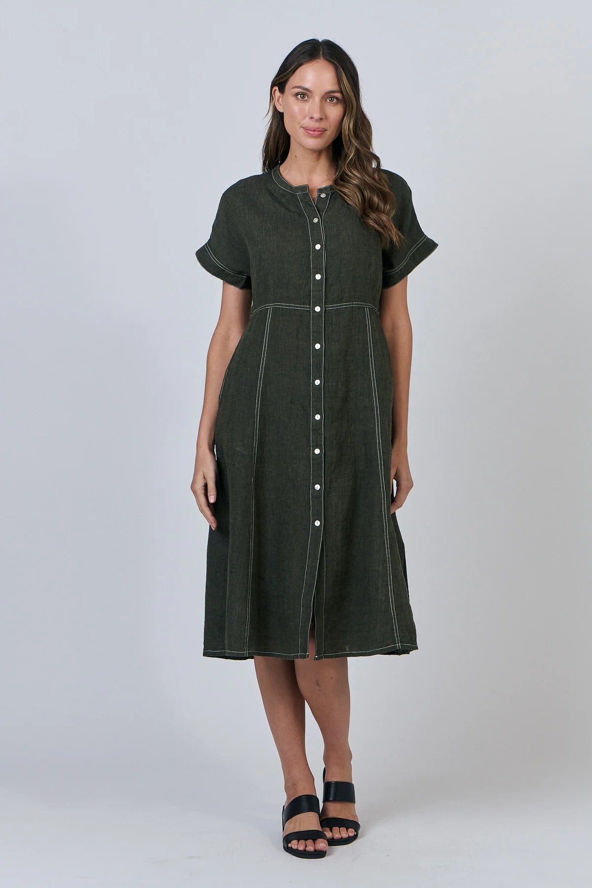 Naturals | Dress with White Stitching | Licorice