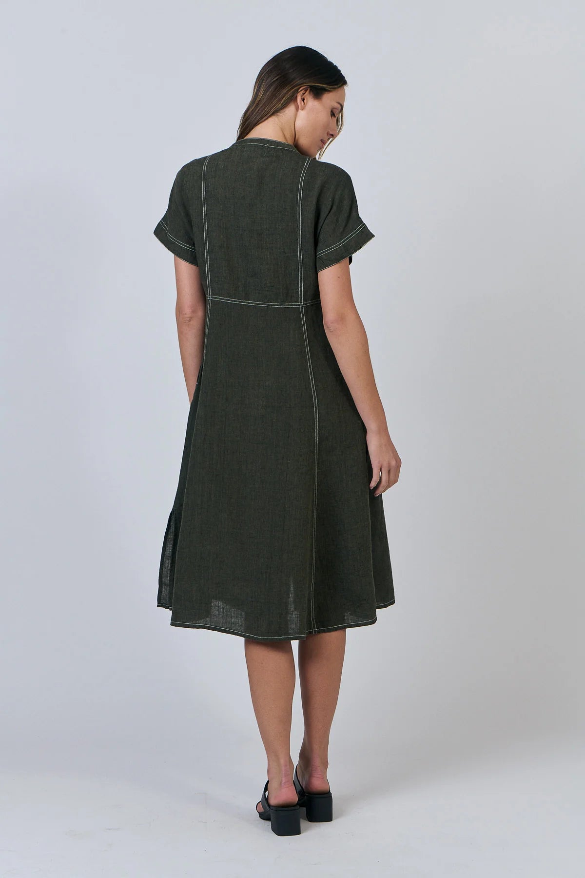 Naturals | Dress with White Stitching | Licorice