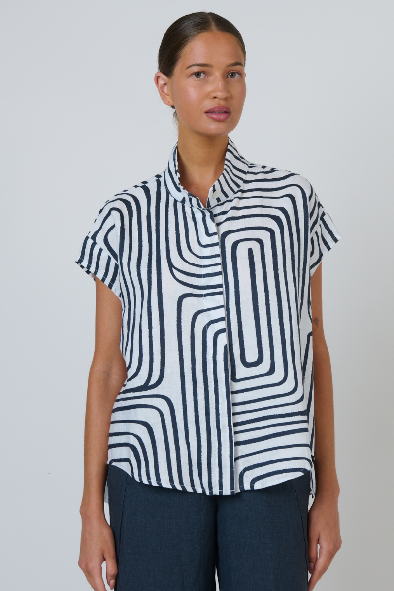Naturals | Linen Button Through Top | Maze