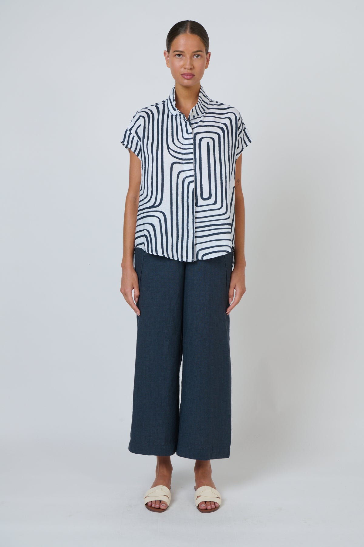 Naturals | Linen Button Through Top | Maze