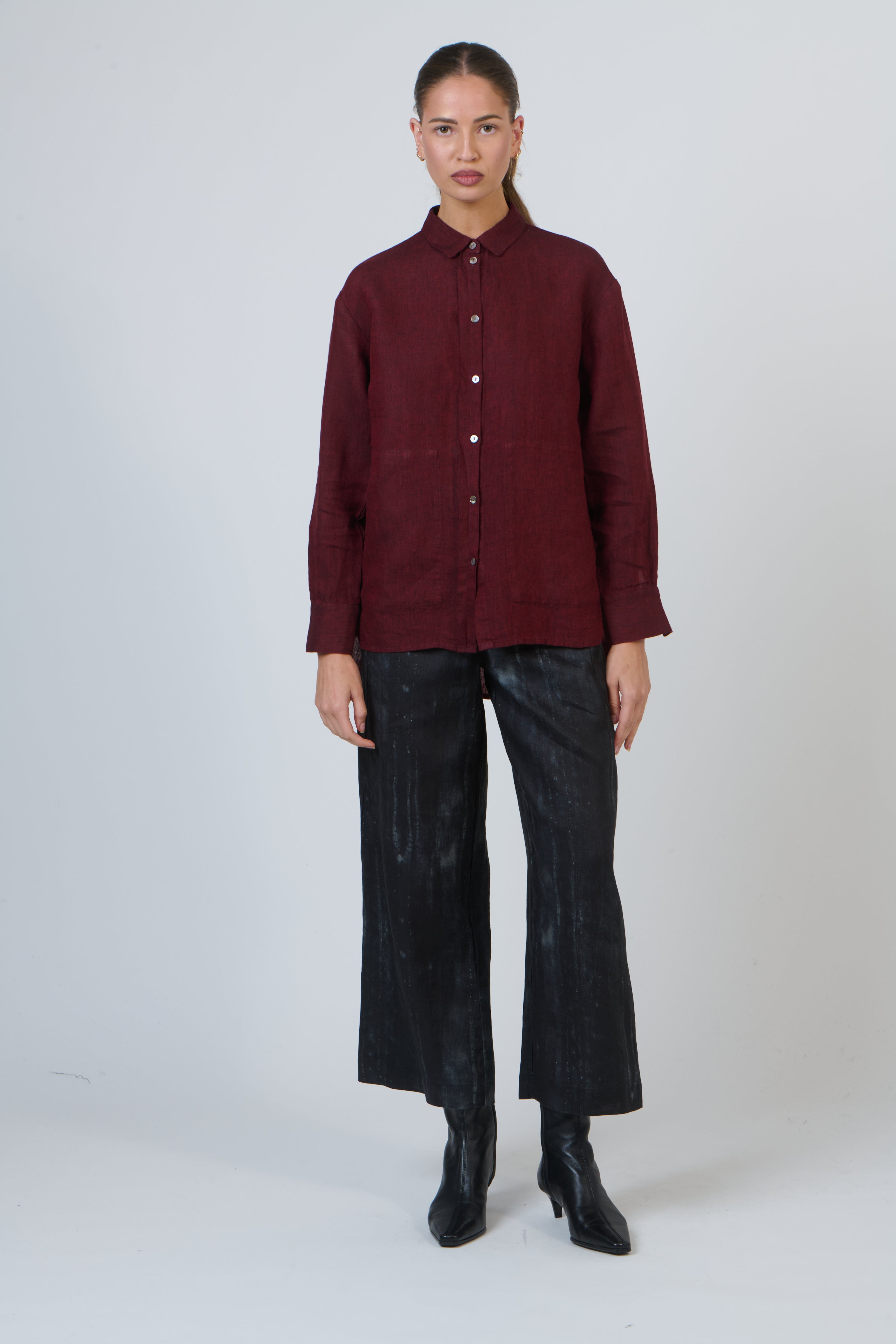 Naturals | Relaxed Button Down Collared Shirt | Redwood
