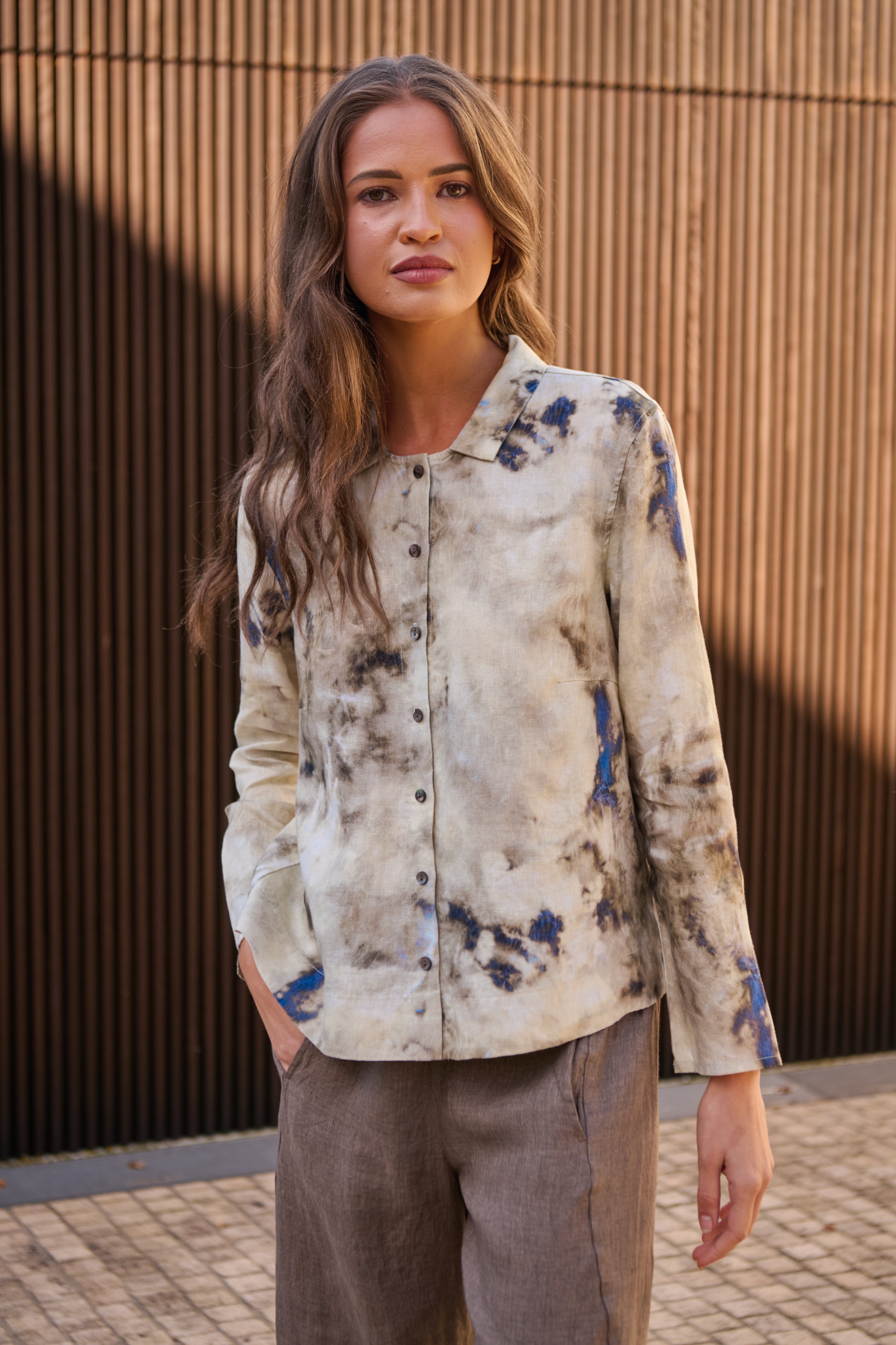 Naturals | Collared Button Through Shirt | Emperador