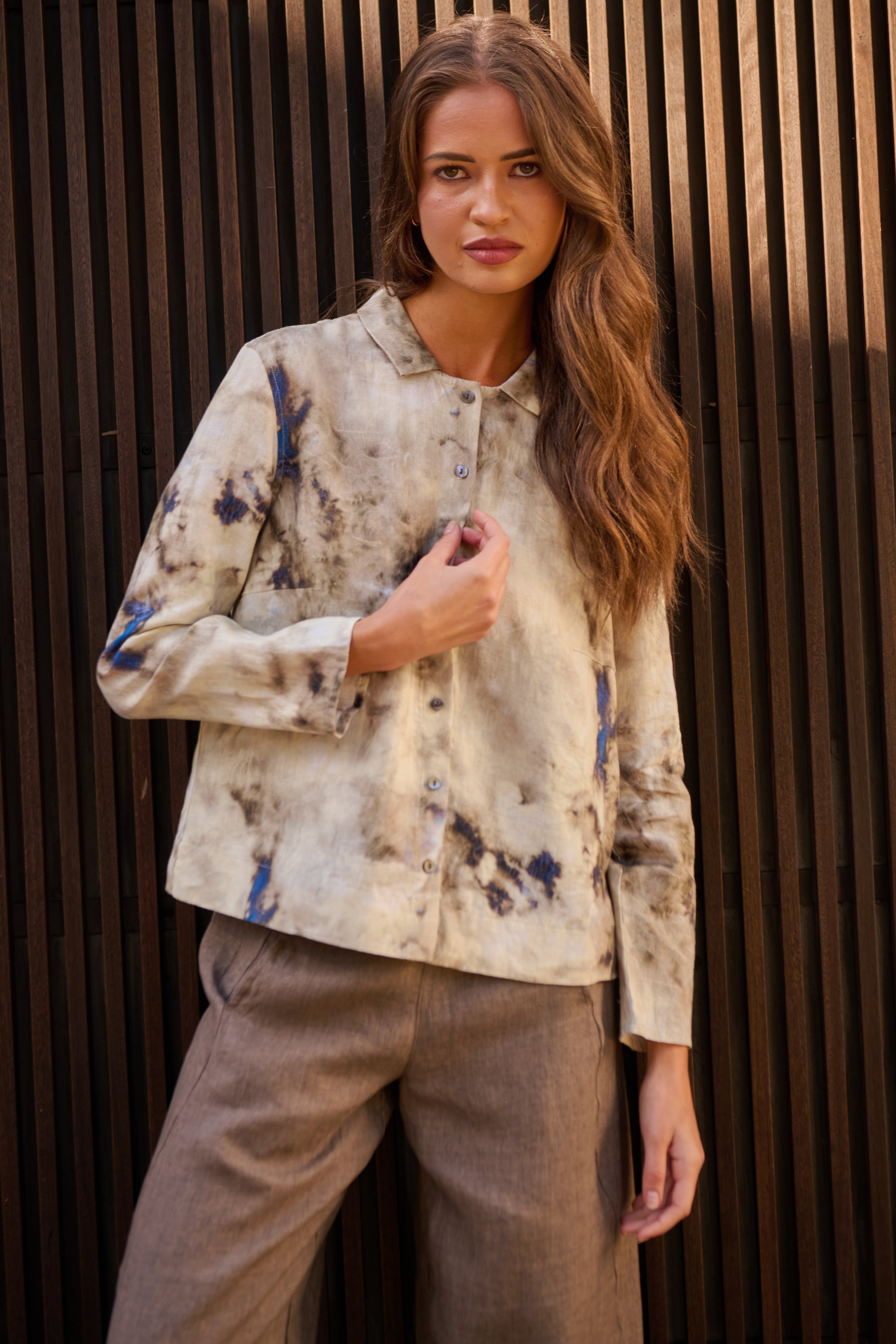 Naturals | Collared Button Through Shirt | Emperador