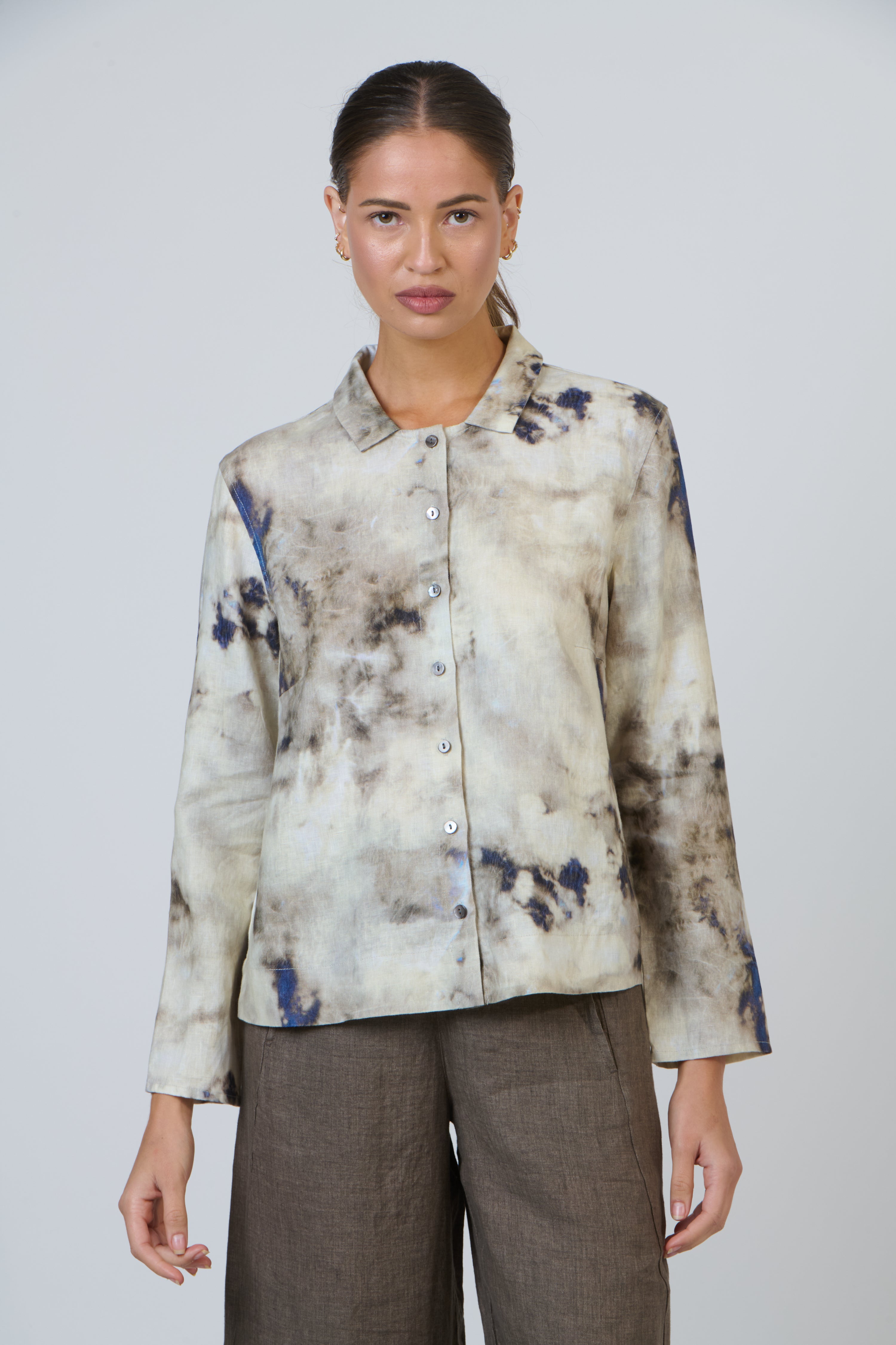 Naturals | Collared Button Through Shirt | Emperador