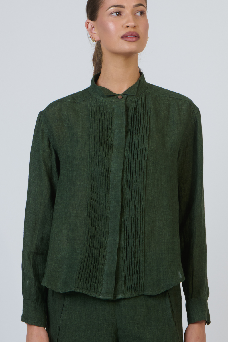 Naturals | Collared Pin Tuck Shirt | Myrtle
