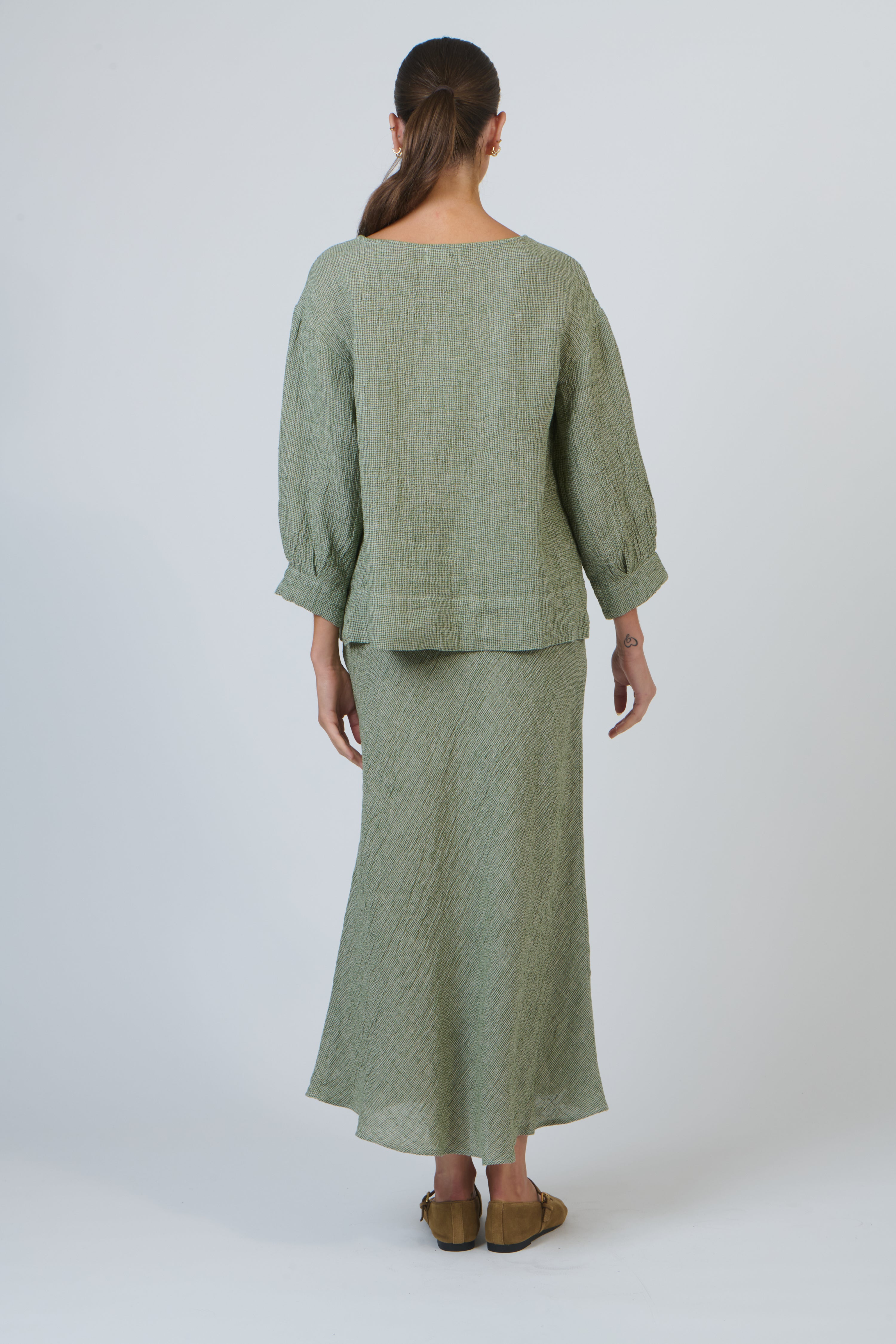 Naturals | Round Neck 3/4 Sleeve Top | Oregano