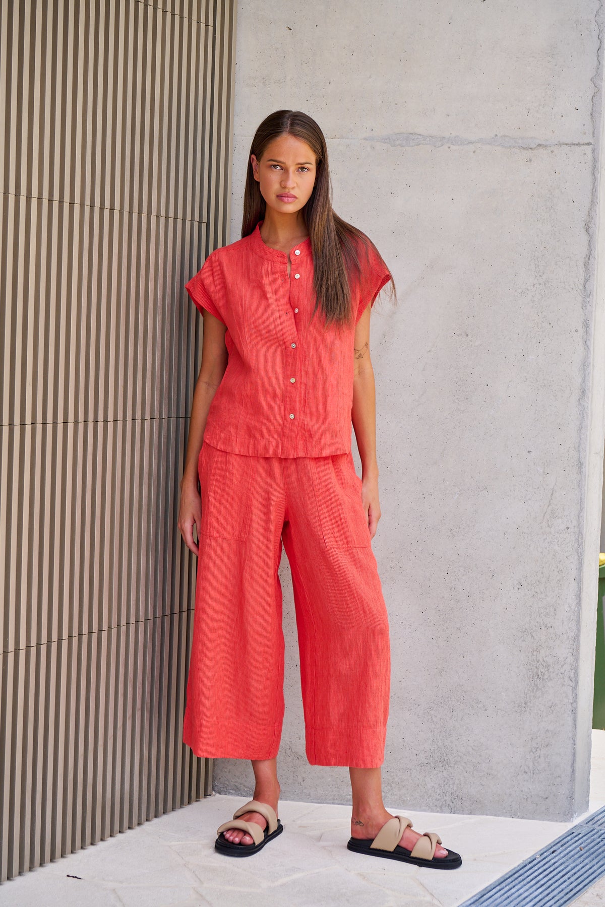 Naturals | Linen Cropped Wide Leg Pants | Sunset Strip