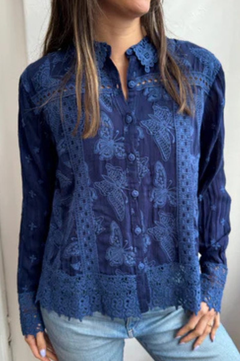 Johnny Was | Yonah Butterfly Allover Jacket | Blue Night