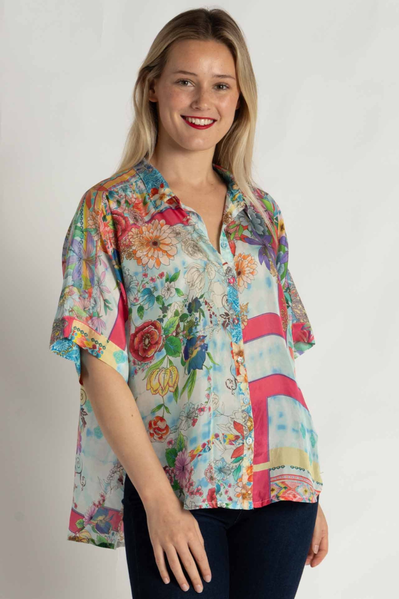 Johnny Was | Audrey Short Sleeved Shirt | Mixed Waves