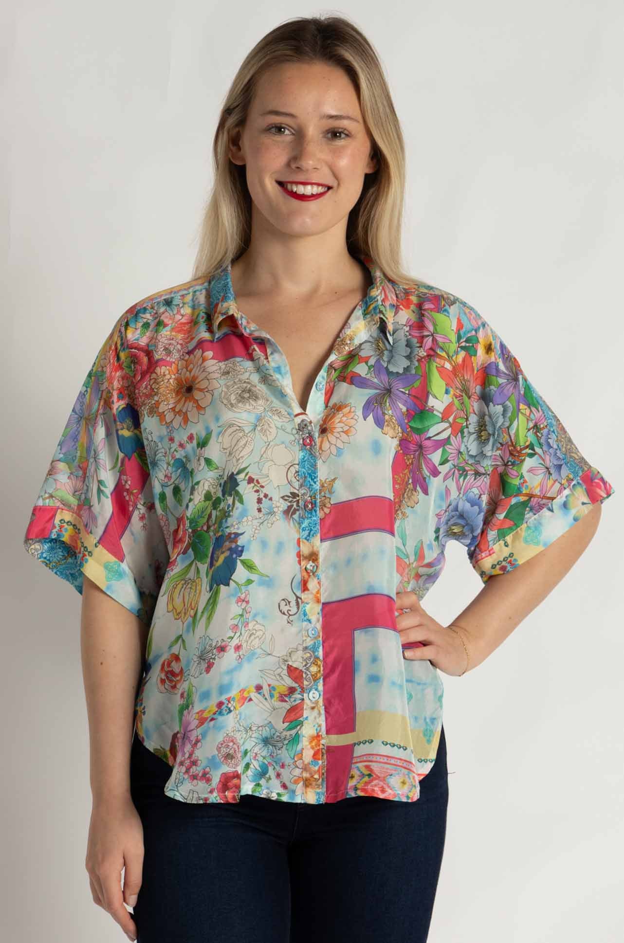 Johnny Was | Audrey Short Sleeved Shirt | Mixed Waves