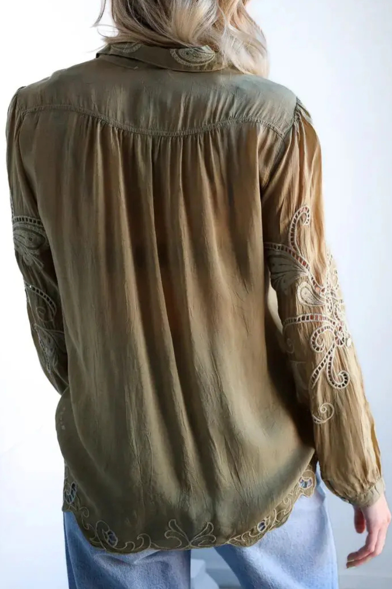Johnny Was | Chryssie Camp Roseann Shirt | Olive