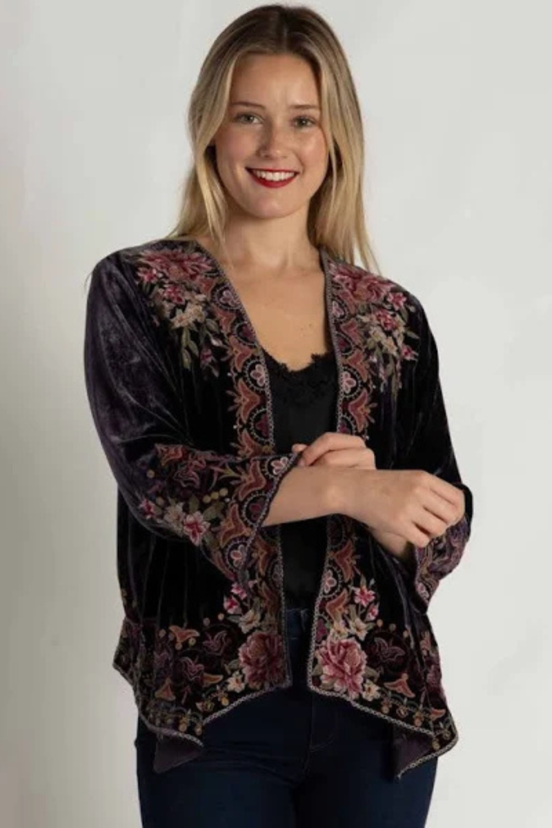 Johnny Was | Exclusive Joanna Velvet Bolero | Deep Purple