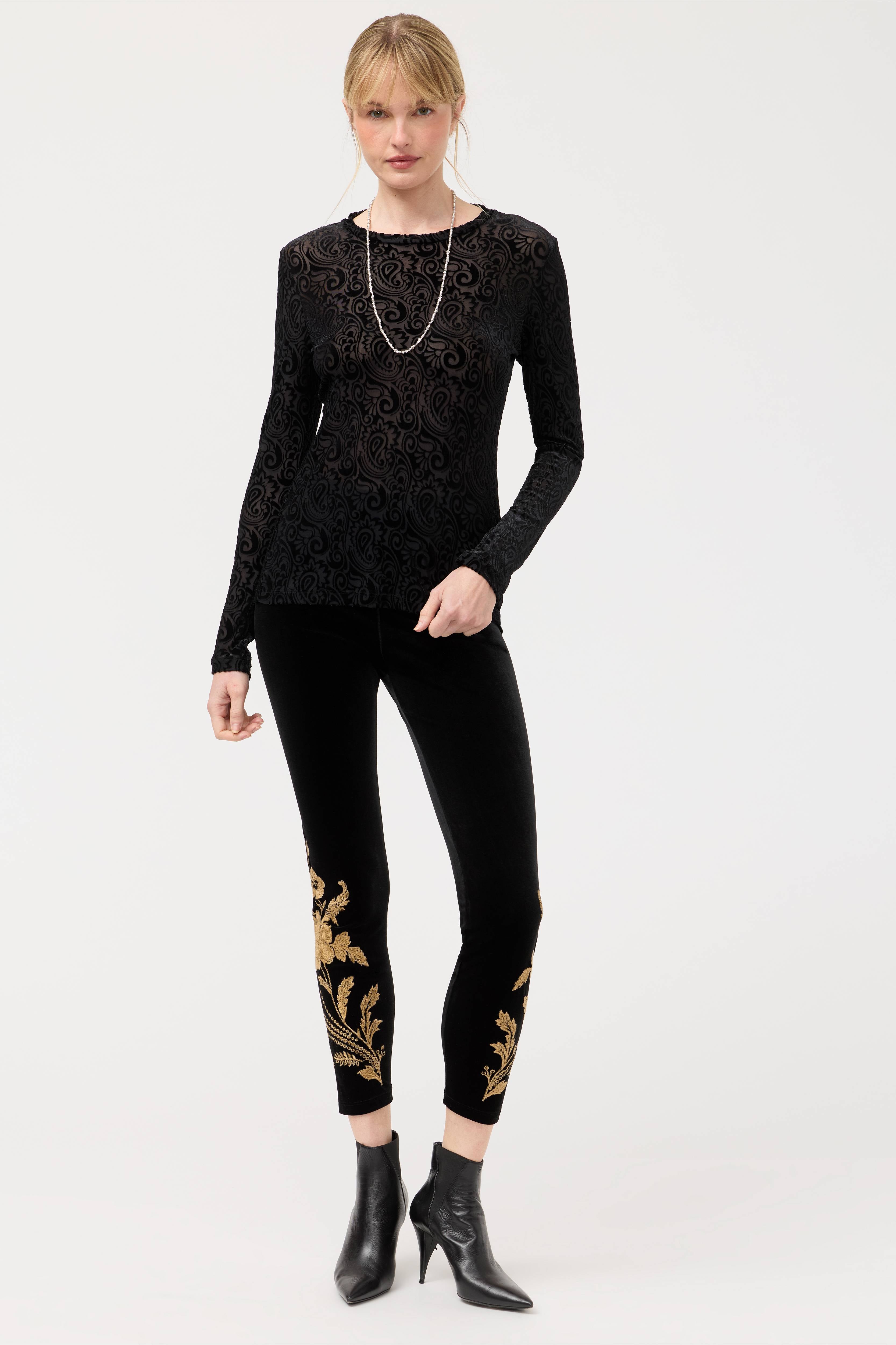 Johnny Was | Lara Stretch Velvet Legging | Black