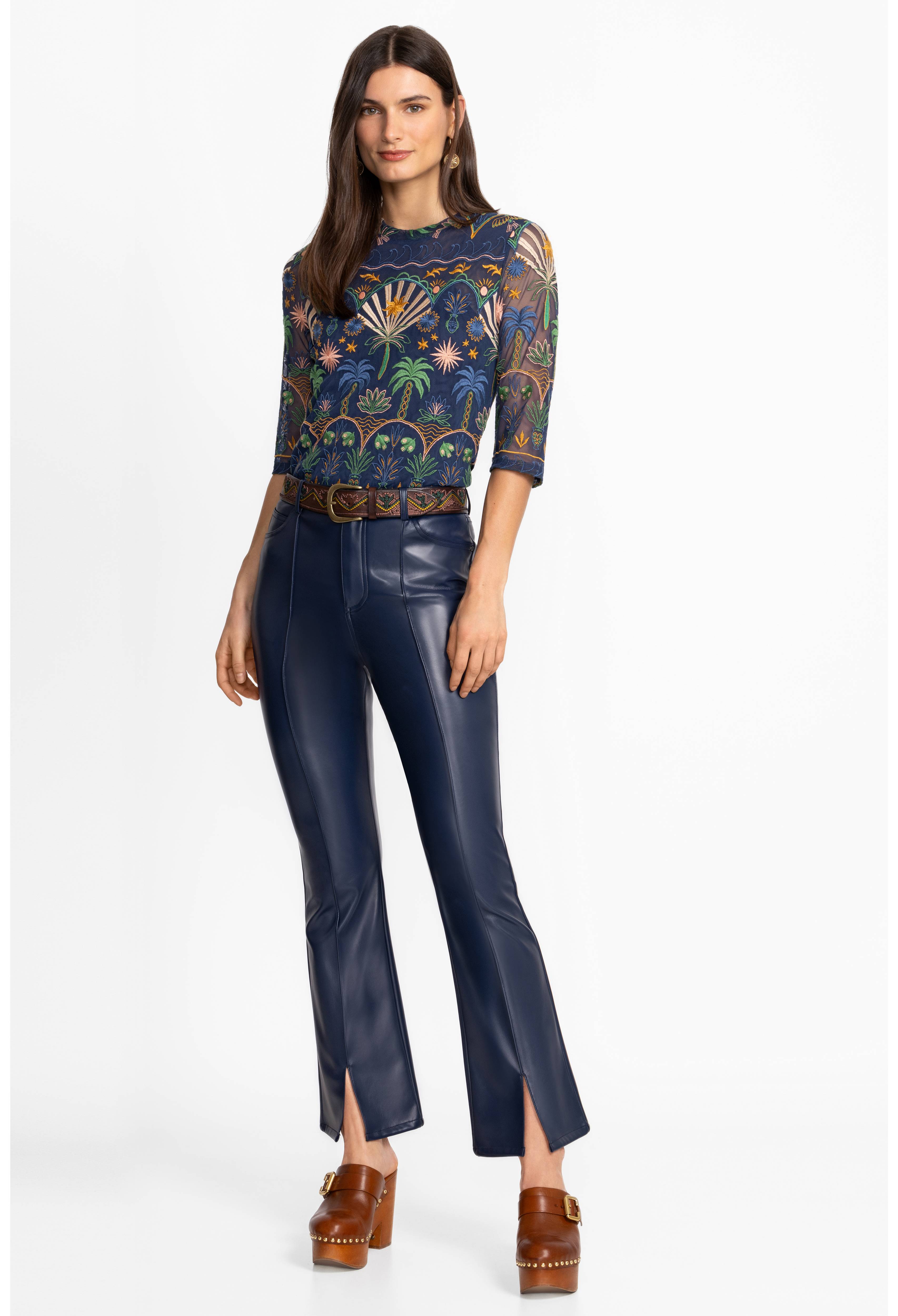Johnny Was | Slit Flare Vegan Leather Pant | Addy