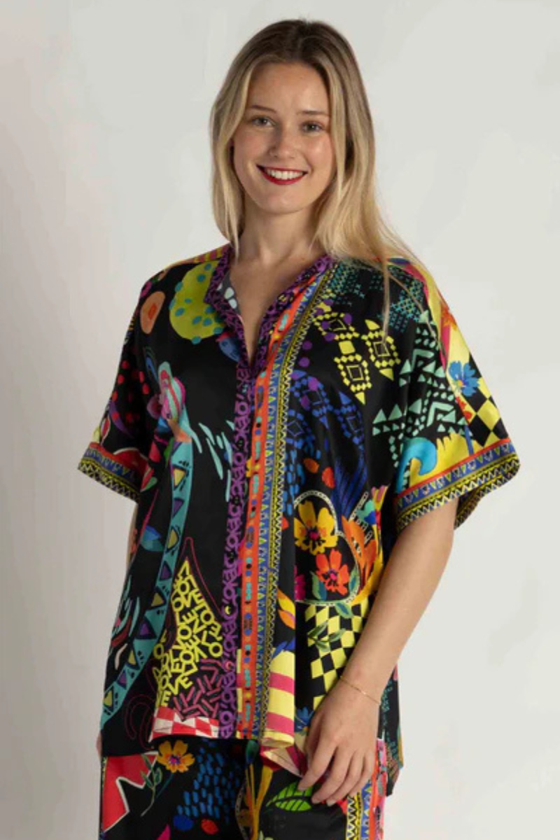 Johnny Was | The Audrey Short Sleeve Mandarin Collar Tunic | Jenny