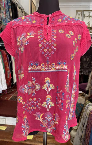 Johnny Was | Lafaret Blouse | Agnes Bougainvillea