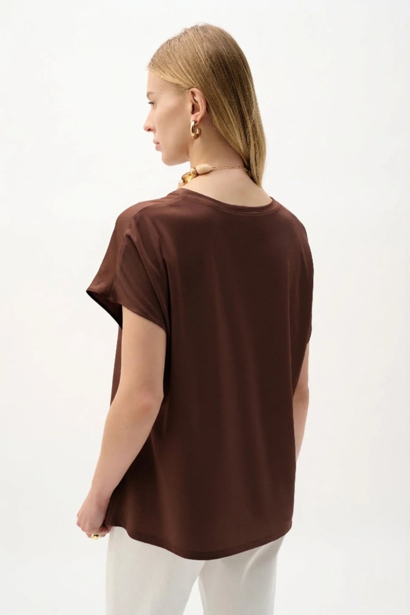Joseph Ribkoff | Recycled Round Neck Tee | Mahogany