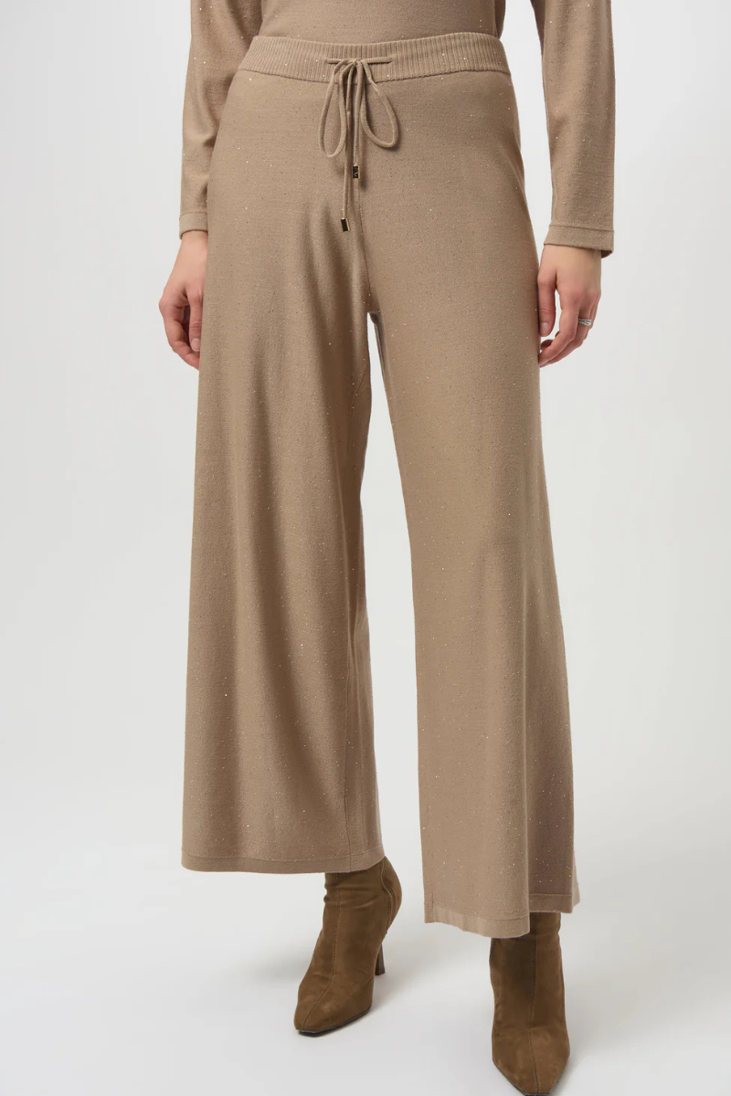 Joseph Ribkoff | Sequin Sweater Knit Culotte Pants | Fawn