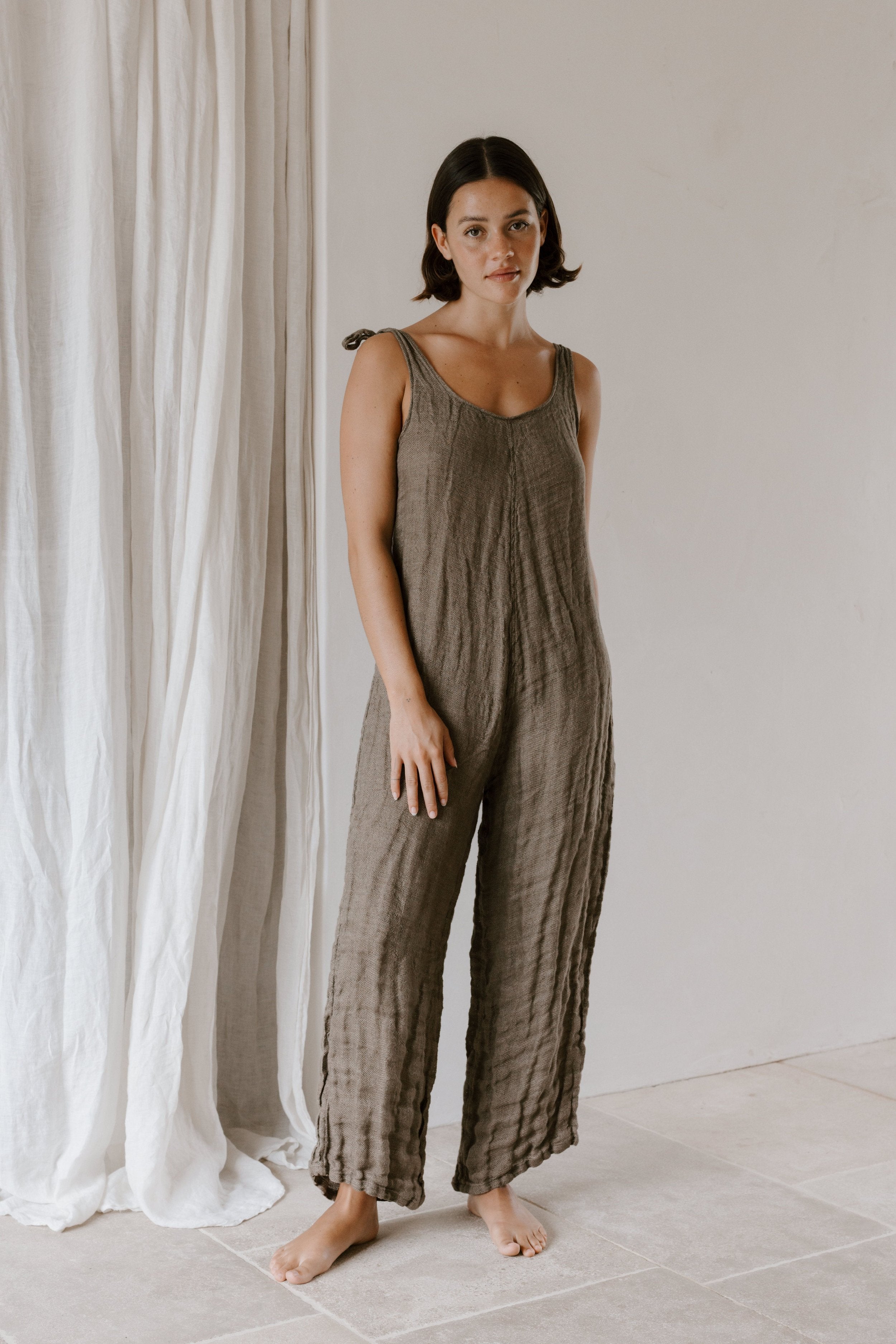 Georgie A | Jumpsuit with Shoulder Tie | Earth