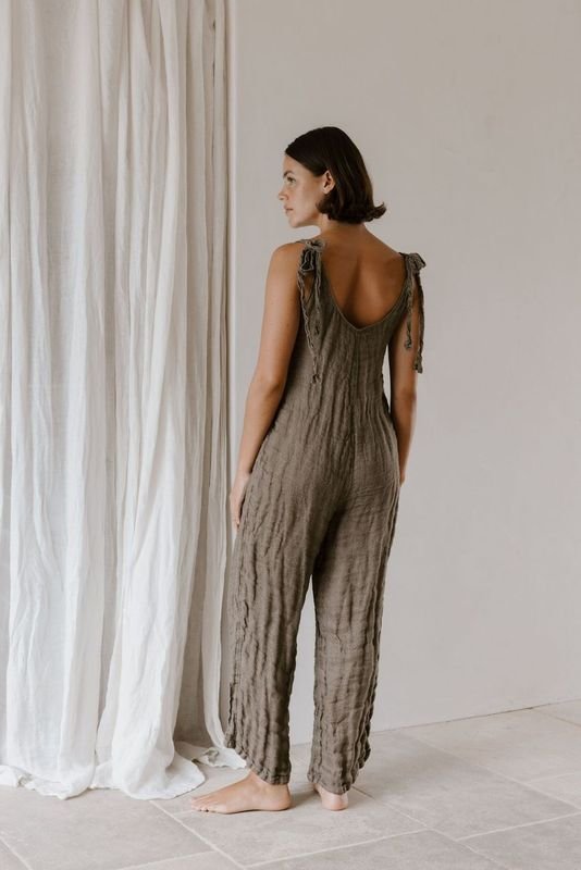 Georgie A | Jumpsuit with Shoulder Tie | Earth