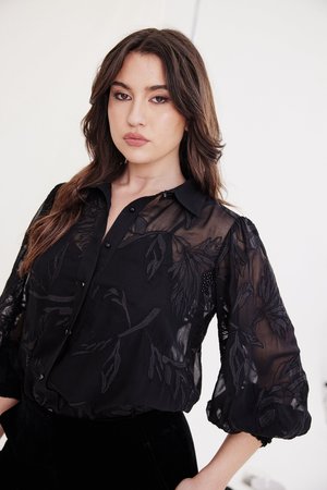 Kamare | Twilight Embroidery and Beading Silk Shirt | Black