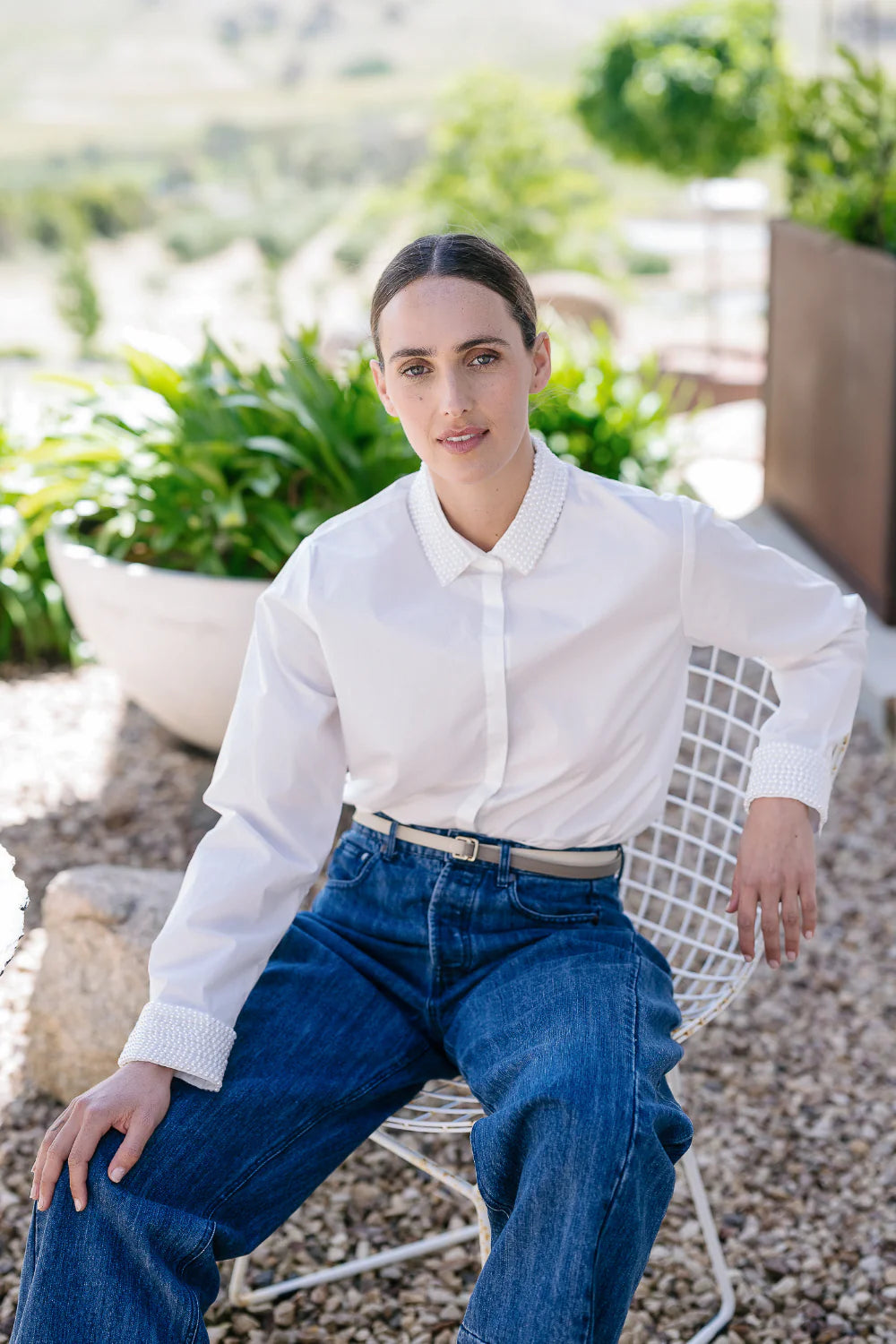 Maud Dainty | White Pearl Stand By Shirt | White