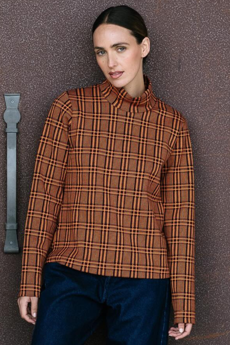 Maud Dainty | Johnny Check Top | Orange/Red