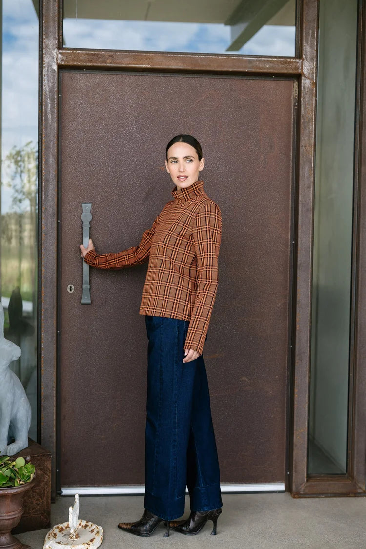 Maud Dainty | Johnny Check Top | Orange/Red