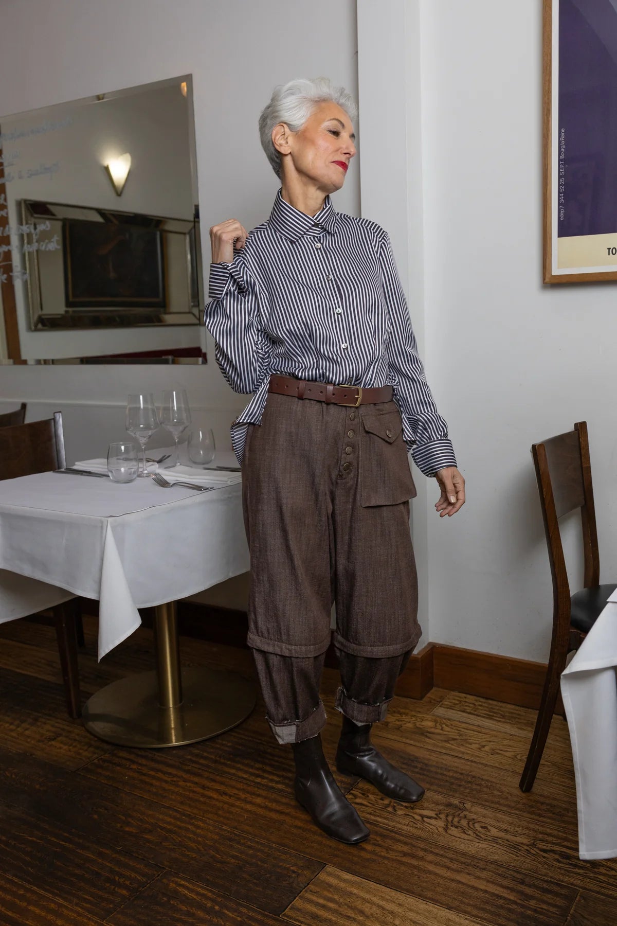 Maud Dainty | Keyes Top | Blue/Brown Stripe