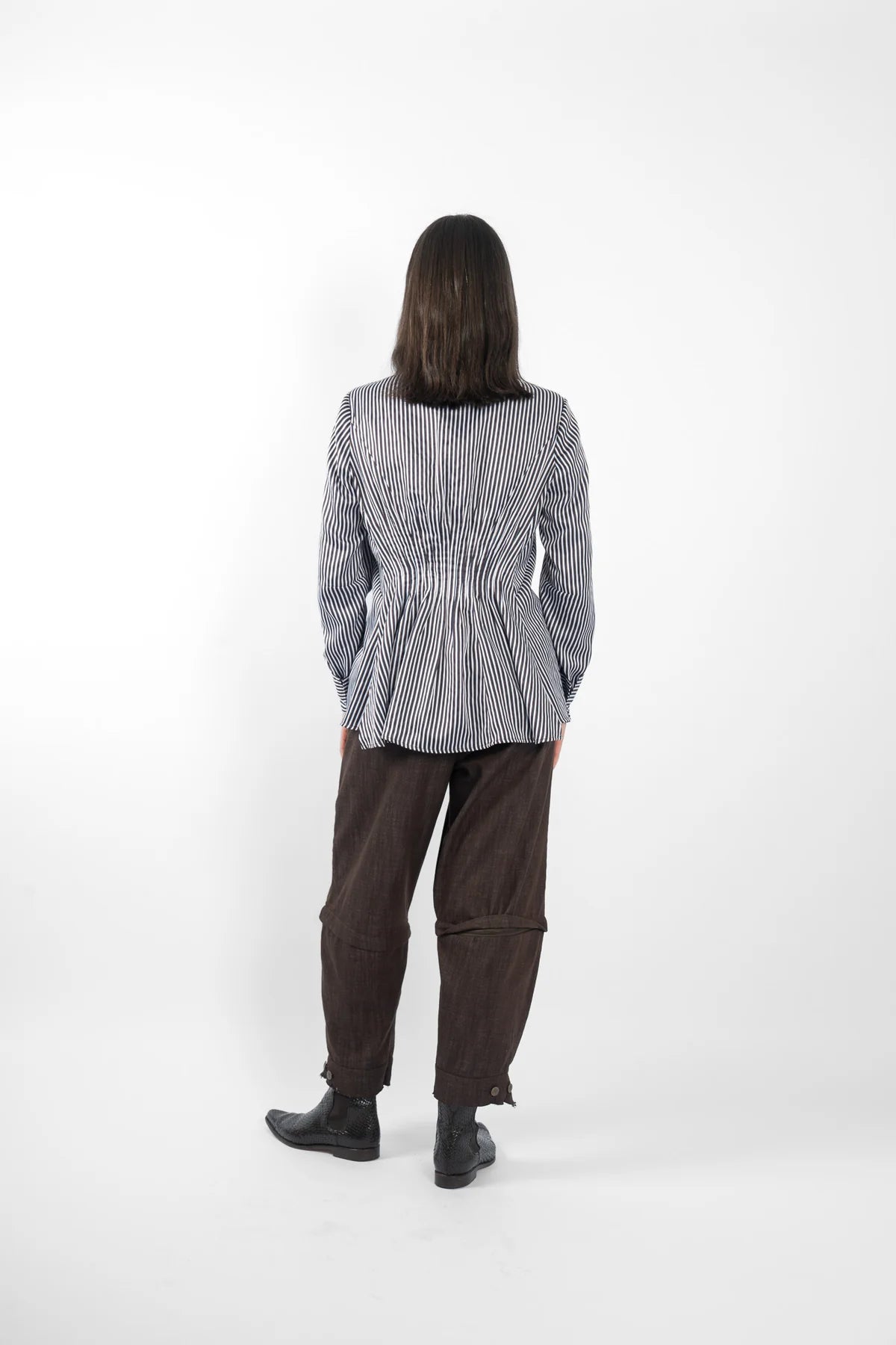 Maud Dainty | Keyes Top | Blue/Brown Stripe