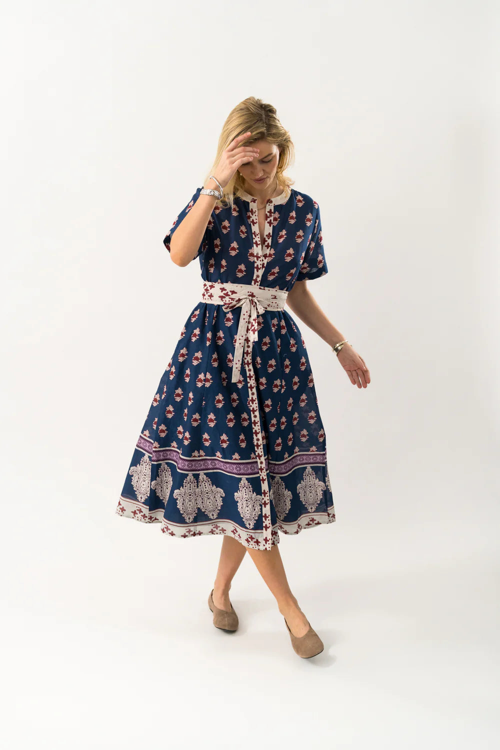 Lolly's Laundry | Mata Midi Dress | Dark Blue