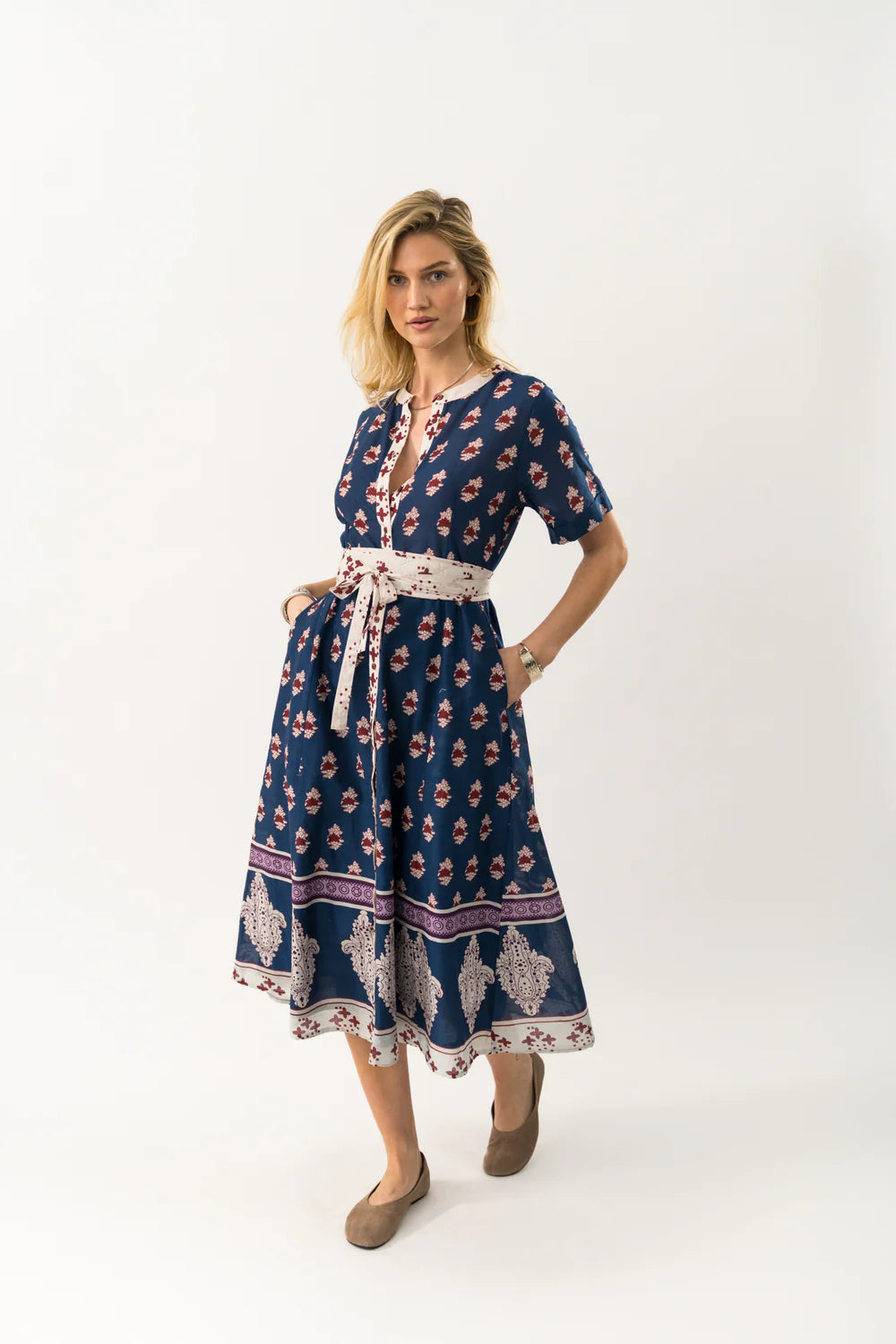 Lolly's Laundry | Mata Midi Dress | Dark Blue