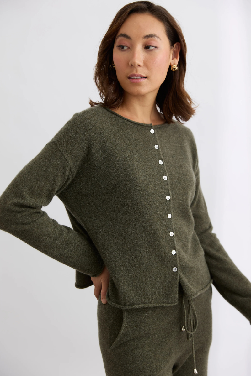 Mia Fratino | Reversible Button Cardigan | Military