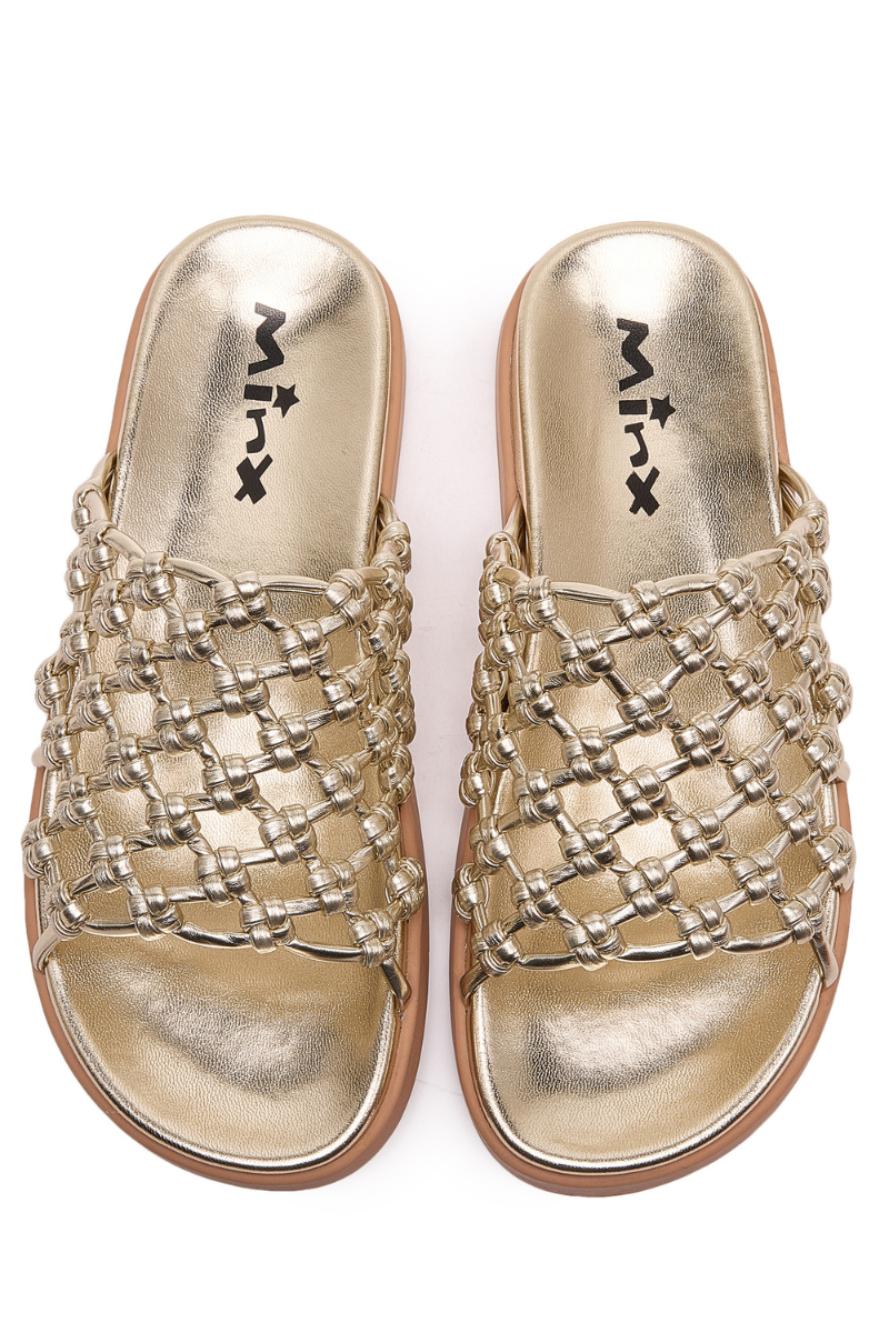 Minx | Amalfi Woven Slide| Metallic Gold Knot